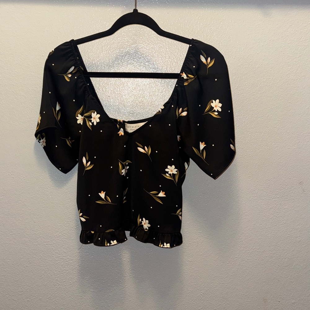 Saltwater LUXE Black Floral Blouse